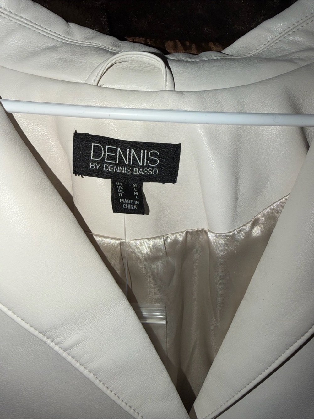 dennis basso Cream White Leather Blazer